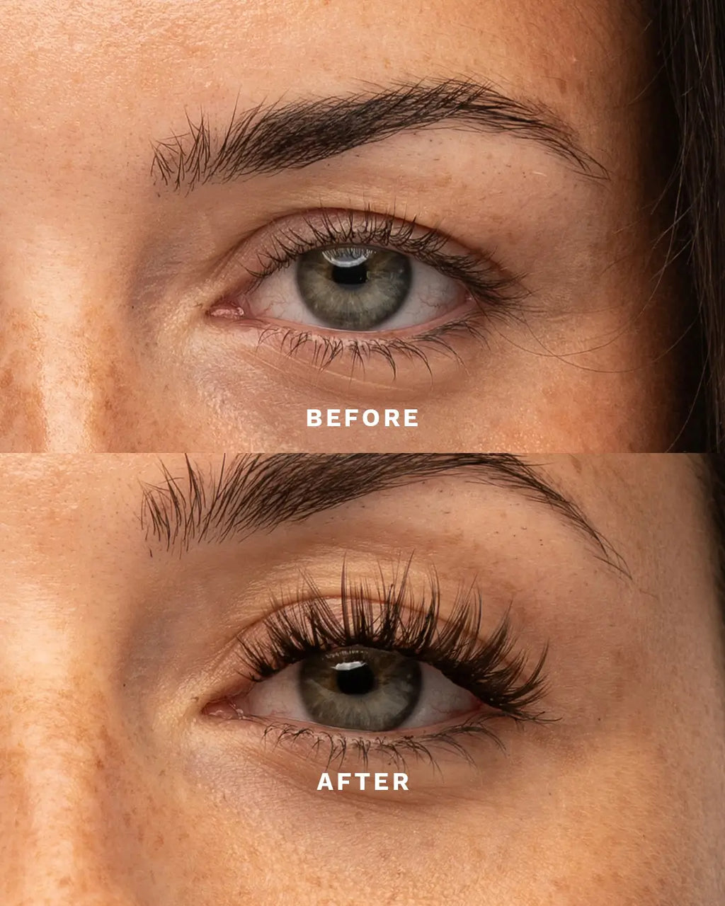 before and after Brown Flirty Pre-Mapped Lashes