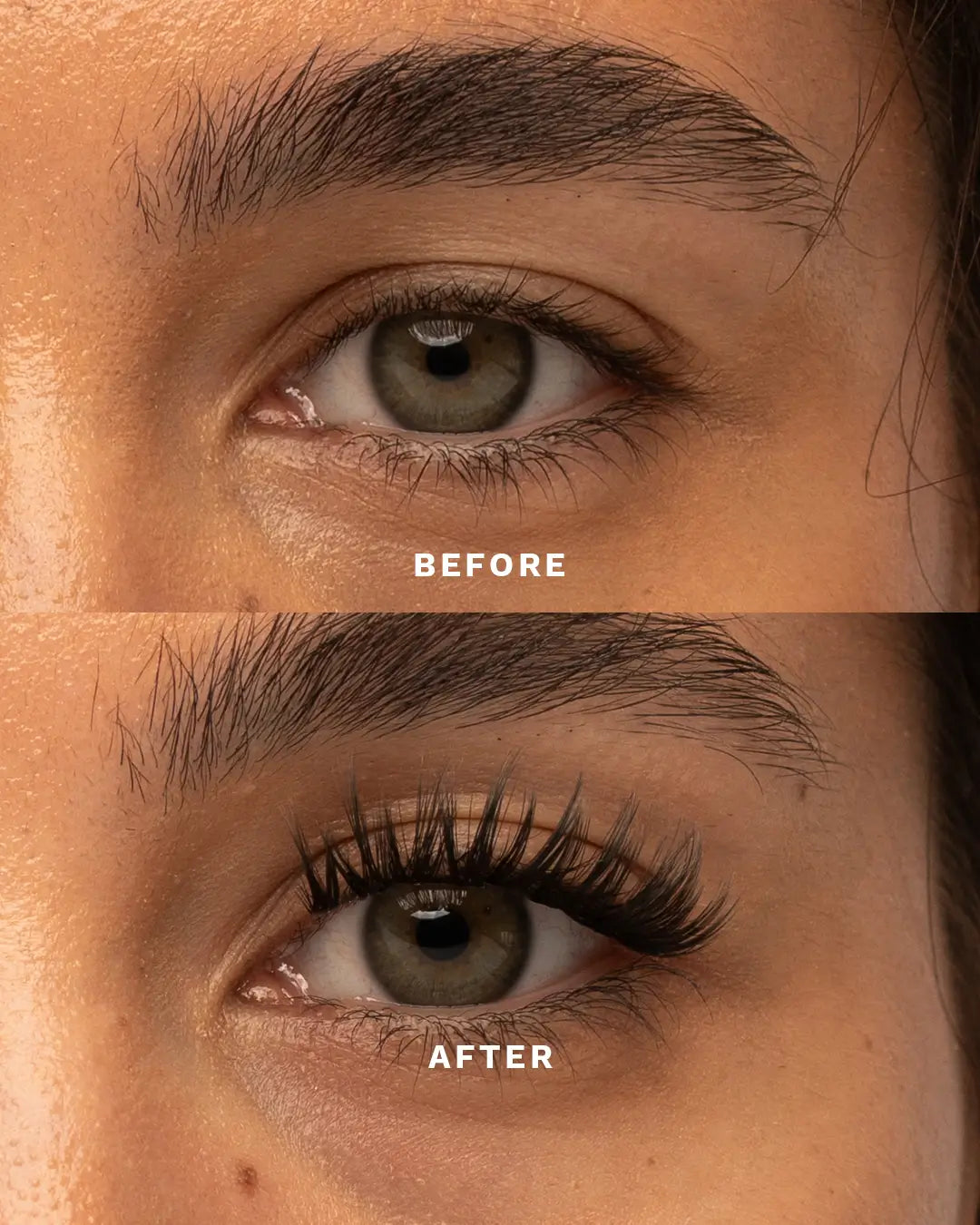 before and after Flirty Pre-Mapped Lashes