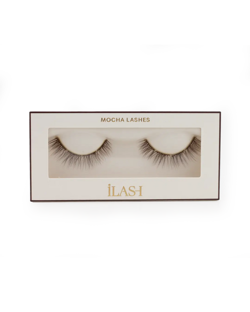 iLash UK Girl Next Door brown pre-cut false eyelashes with mixed 9–12 mm lengths, fluffy natural lash segments and soft D-curl for everyday elegance